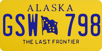 AK license plate GSW798