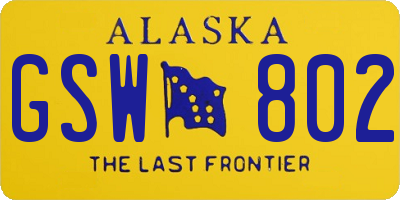 AK license plate GSW802