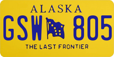 AK license plate GSW805