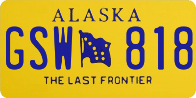 AK license plate GSW818