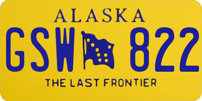 AK license plate GSW822