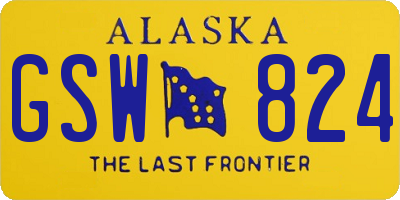 AK license plate GSW824