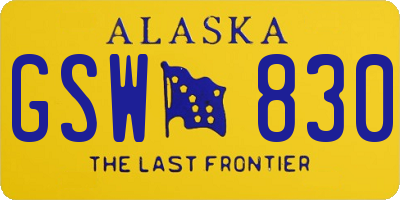 AK license plate GSW830