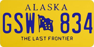 AK license plate GSW834