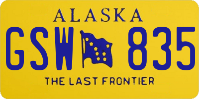 AK license plate GSW835