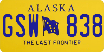 AK license plate GSW838
