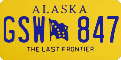 AK license plate GSW847