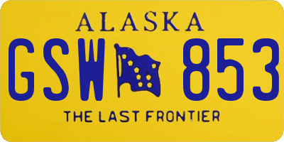AK license plate GSW853