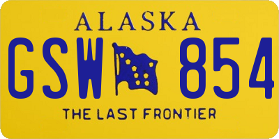 AK license plate GSW854