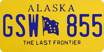 AK license plate GSW855