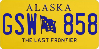 AK license plate GSW858