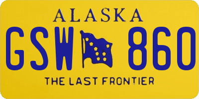 AK license plate GSW860