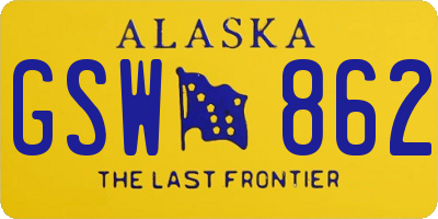 AK license plate GSW862