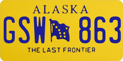 AK license plate GSW863