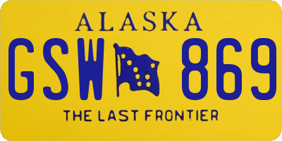 AK license plate GSW869