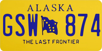 AK license plate GSW874