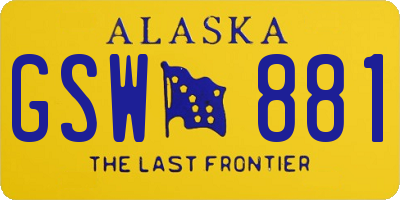 AK license plate GSW881