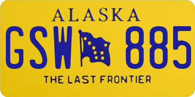 AK license plate GSW885