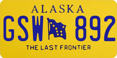 AK license plate GSW892