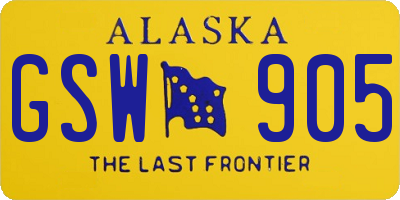 AK license plate GSW905