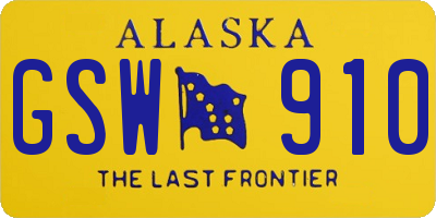 AK license plate GSW910