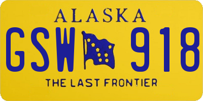 AK license plate GSW918