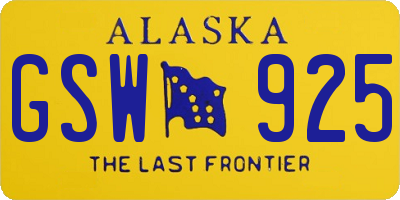 AK license plate GSW925