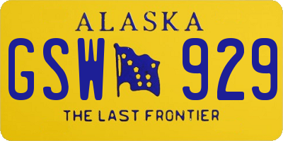 AK license plate GSW929