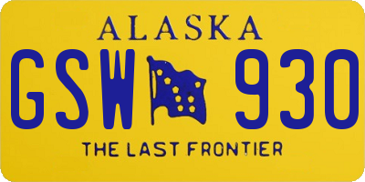 AK license plate GSW930