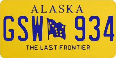 AK license plate GSW934
