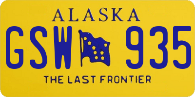 AK license plate GSW935