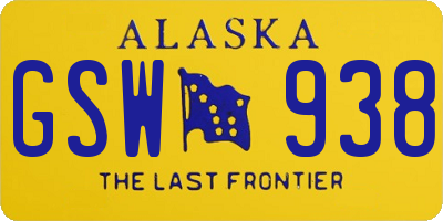 AK license plate GSW938