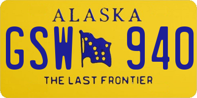 AK license plate GSW940