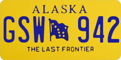 AK license plate GSW942