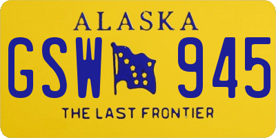 AK license plate GSW945