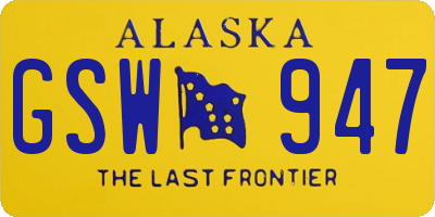 AK license plate GSW947