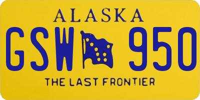 AK license plate GSW950