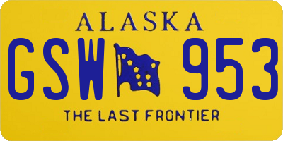 AK license plate GSW953