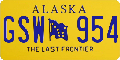 AK license plate GSW954