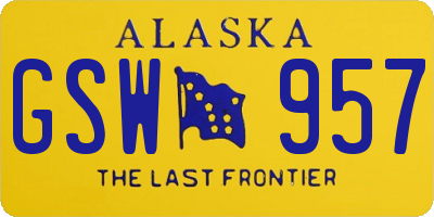 AK license plate GSW957