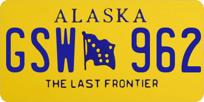 AK license plate GSW962