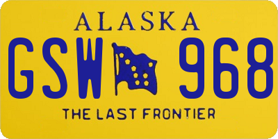 AK license plate GSW968