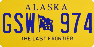 AK license plate GSW974