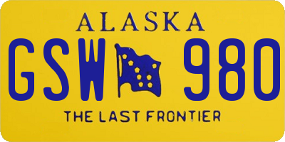 AK license plate GSW980