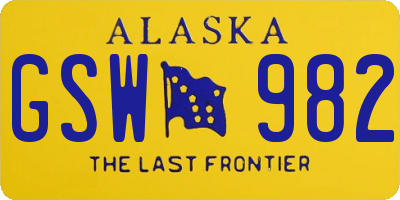 AK license plate GSW982