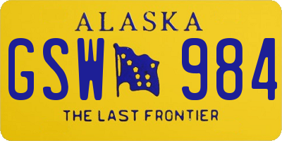 AK license plate GSW984