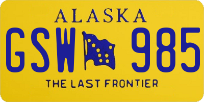 AK license plate GSW985