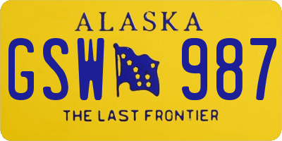 AK license plate GSW987