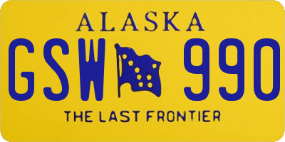 AK license plate GSW990