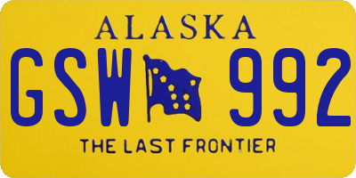 AK license plate GSW992